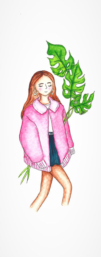 city lady with monstera