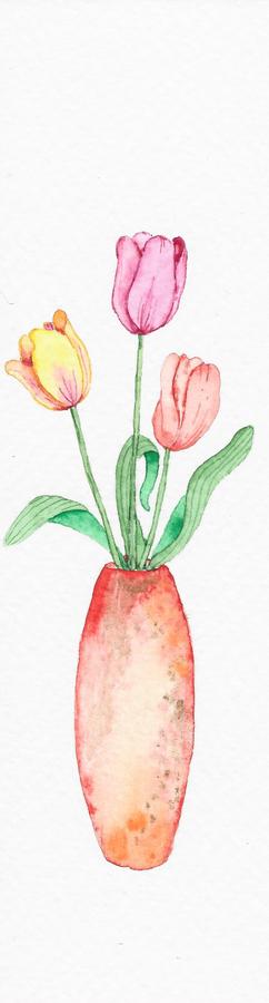 Tulips in vase watercolor