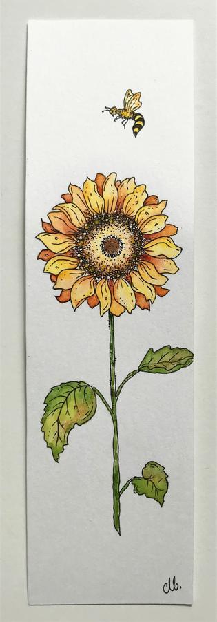 hand painted sunflower with bee