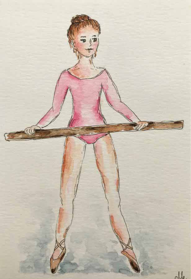 pink ballerina watercolor painting